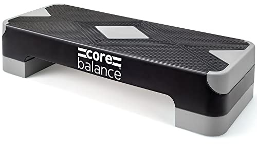 Core Balance Exercise Step 2 Level Height Adjustable 10cm/15cm, Aerobic Stepper for Home Gym, Fitness Training, Cardio, Weights, Yoga, Workout, Non Slip Platform (L69cm x W28cm x H10/15cm) - Grey