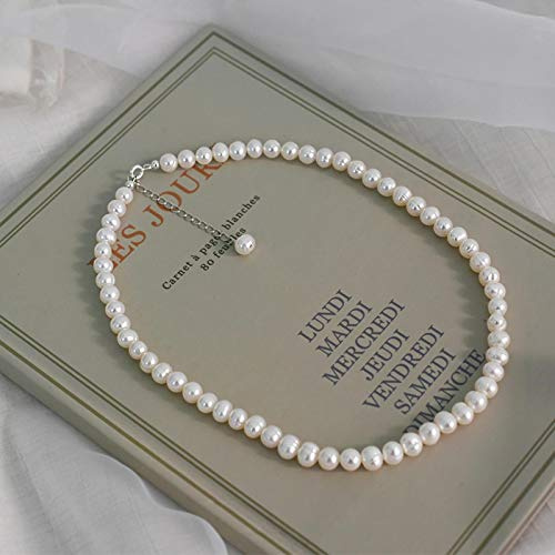 LOKILOKI Collana Girocollo con Perle d'Acqua Dolce Naturale 6-7mm Gioielli in Argento Sterling 925 per Le Donne Regalo Tendenza Nuova Moda