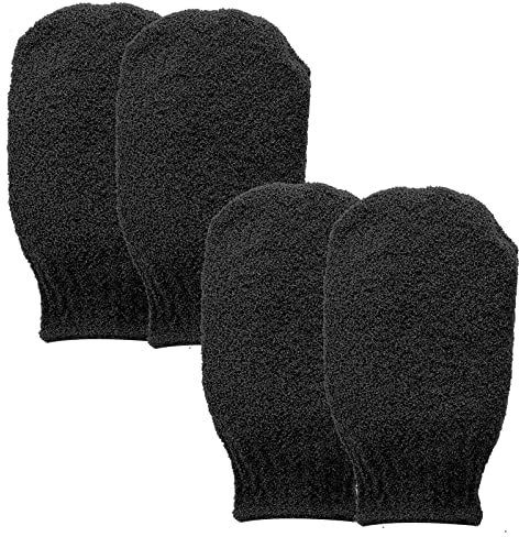 Sibba 2 Paar Peeling-Handschuhe Peeling-Körperwäscher zum Entfernen von Schmutz und abgestorbener Haut Körperpeeling für Duschbad Bräunungsentfernung Keratosis Pilaris (schwarz)