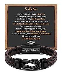 JoycuFF To My Son Bracelet from Mom Dad Mens Bracelet Graduation Gifts for Son Him Birthday Graduation Fathers Day Valentines Day Easter Gifts for Sons Teen Gift Ideas Bracelets for Men