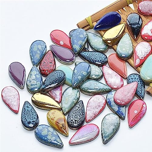 BTMIEY 500 g zufällige Keramik-Mosaikfliesen, DIY Kreative Keramik-Mosaikfliesen für DIY Bastelteller, Blumentöpfe, Vasen, Tassen, Mosaikherstellung (großer Regentropfen)