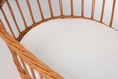 Mionido Spannbettlaken Doppelpack 75 x 40 cm Creme | Matratzen-Bezug für ovale Matratze | 100% Baumwolle | Bezug für Matratzen im Stubenwagen & Kinderwagen | 100% in Deutschland gefertigt