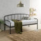 Home Source Athena 3ft Single Metal Frame Day Bed, Guest Room Sofa Bed, Black