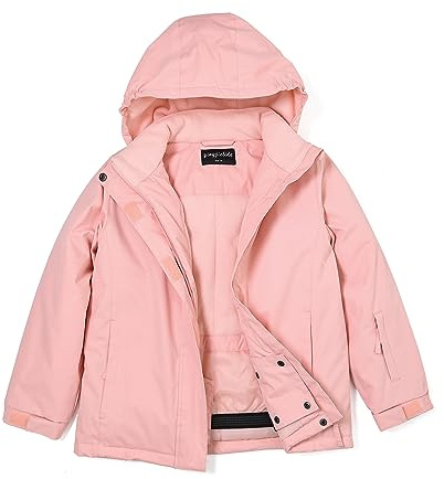 ENDIRAD Kids Ski Snow Jacket for Girls Waterproof Winter Snow Coat Size 11-12, Warm Fleece Lined Winter Windproof Jacket with Hood