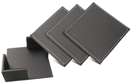 IMIKEYA 6st Wasserglashalter Wasserhahngriff Mit Kreuzarm Untersetzer Schwarz Untersetzer Aus Leder Kellenmauerwerk Tassenpolster Tee-tischsets Quadrat Kleines Tischset