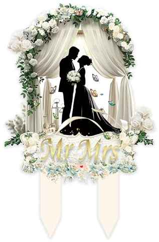 Wedding Toppers for Cake Bride and Groom - Mr and Mrs Cake Topper Wedding, Durable Bridal Cake Decor for Wedding Reception, Bridal Shower & Engagement