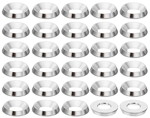 PATIKIL Rondelle Fraisée M6 Finition, 50Pcs 15mm de Diamètre 2.8mm de Hauteur Solide Acier Inoxydable 304 CNC Rondelle en Forme de Tasse à Tête Plate pour Constructions, Taper