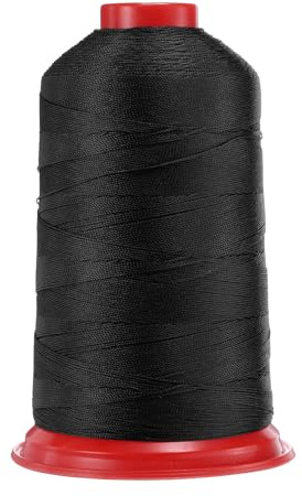 QUARKZMAN 1400 Yardas Hilo de Coser de Nylon Bonded Tamaño 420D/3 Costura - Hilo de Nylon Resistente para Tapicería al Aire Libre para Cuero, Jeans y Tejido Artesanal Máquina DIY Negro