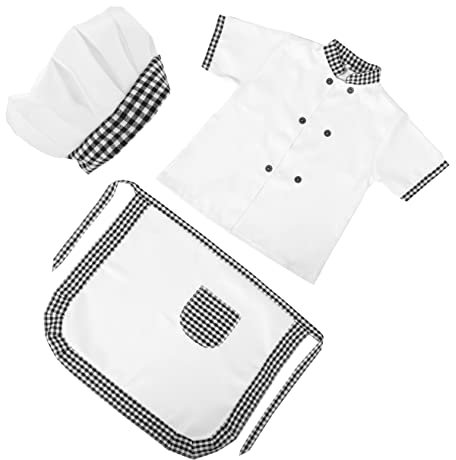 minkissy Uniforme De Cocinero Para Traje De Chef Infantil Gorro y Delantal Para Rol y Fiestas Temáticas