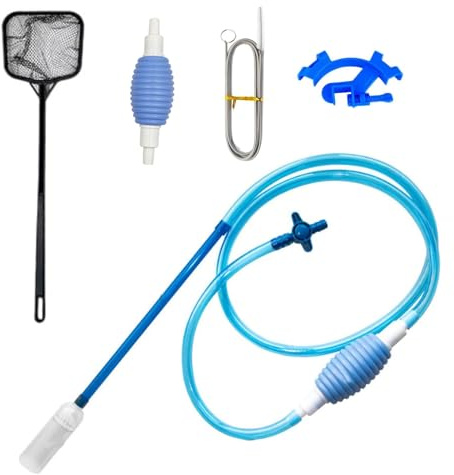 Fish Tank Cleaner, Aquarium Gravel Vacuum Cleaner Kit, Fish Tank Cleaning Kit, Manual Siphon Pump with Adjustable Valve, Water Changer for Fish Tank Sand Cleaning