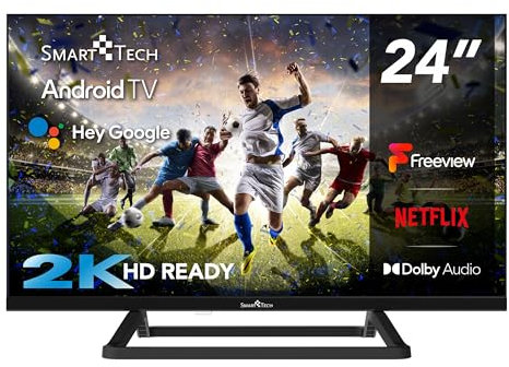 Smart Tech TV LED 24 (60 cm) Smart Android 24HA20V3CUK, 3 HDMI, 2USB, Résolution HD: 1366 * 768, Youtube, Netflix, Prime, Chargeur 12 Volts