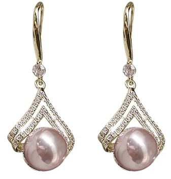 Orecchini con perle in oro rosa per adolescenti, minimalisti, alla moda, in acciaio inox, Taglia unica, Lega di acciaio, Nessuna pietra preziosa