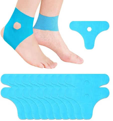 20 Pcs Kinesiología para Tobillo Precortada, Cinta de Kinesiotapes Precortadas, Resistentes al Agua y Elásticas, para Deportes y Apoyo Duradero