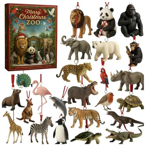 Calendrier De L'Avent 2025, Calendrier De L'Avent Du Zoo 2025 Avec 24 2d Flat Acrylis Animal Ornements 24 Jours De Noël À Compte À Rebours Pour Adultes Adolescents Enfant