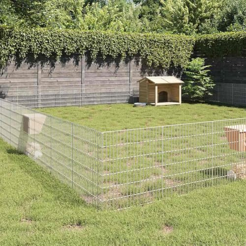 Galvanised Iron Rabbit Hutch 48 Panel Animal Pen, 54x60 cm Pet Enclosure, Free Range Animal Run Cage for Exercise and Rest