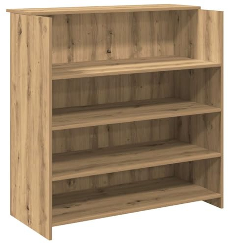 Qnhdfrt Bancone per ricevimento in rovere Artisan, 100 x 50 x 103,5 cm, moderno bancone per ricevimento in legno, bancone per cassa con ripiani per ufficio, studio e ricevimenti