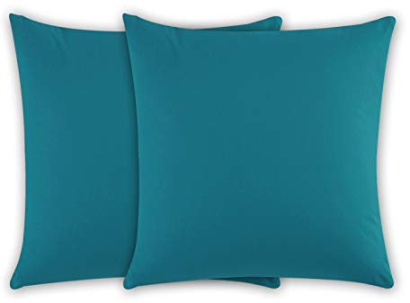 Class Home Collection Kissenbezug 40x40 Baumwolle – Kissenbezüge 40x40 im 2er Set – Weiche Kissenhüllen 40x40 für Sofa & Bett – Kopfkissenbezug für Kissen 40x40 cm mit Reißverschluss – Petrol