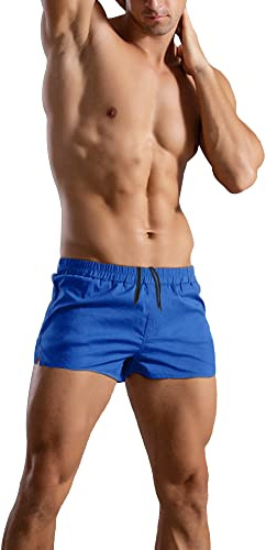 GYMAPE Hombres Gym Culturismo Entrenamiento Deportes Shorts Algodón Azul M