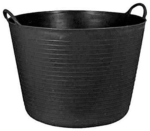 Acan Promopastor - Capazo de plástico 42 litros, 33 x 49 cm, Negro. Cesto, Cubo Flexible, contenedor Multifuncional, establo, jardín, alimentación de Animales, Mezcla, Limpieza