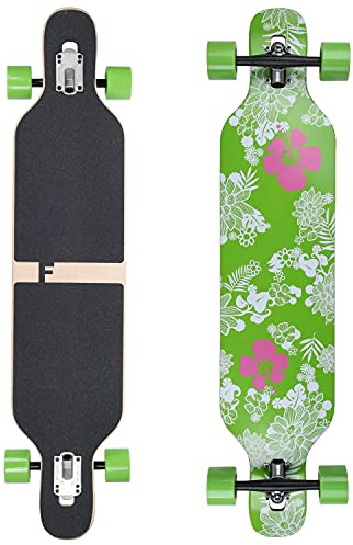 FunTomia Longboard Skateboard Drop Through Cruiser Tabla Completa con rodamientos de Bolas de Alta Velocidad Mach1 T-Tool con y sin Ruedas LED