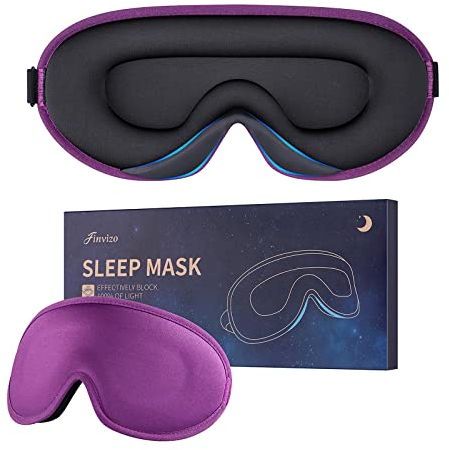 Schlafmaske Augenmaske für Frauen Herren Seide weicher Schaumstoff komfortable Schlafbrille Augenabdeckung Augenbinde in der Nacht Block Out Licht für Reisen Yoga Nap, Violett
