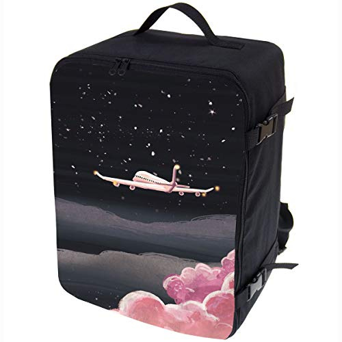 [102]- Bagaglio a mano multifunzionale a forma di zaino imbottito, formato ideale per voli Ryanair, dimensioni: 40 x 25 x 20 cm, disegno con aereo, Airplane., 40x25x20cm, Rucksack