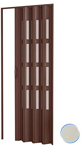 Porte accordéons pliante intérieur en kit avec verre en PVC Ivoire 1013 82x210 cm mod. Sonia