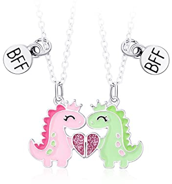 LICHUANUK Dinosaurie-vänskapskedjor, 2 halsband för bästa vänner, matchande BFF-halsband, vänskapspresenter för kvinnor, födelsedagspresenter för flickor, barn, kvinnor