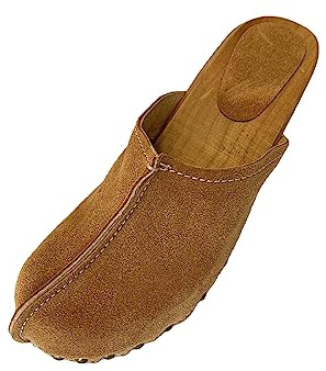 Solema ASTELLA Zuecos Mules Zapatillas Zapatos de Cuero, Mujer, Marrón Claro, EU 41