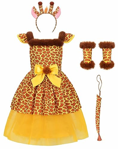 ReliBeauty Déguisement Girafe pour Filles Costume Robe Animaux pour Enfant Carnaval e,110