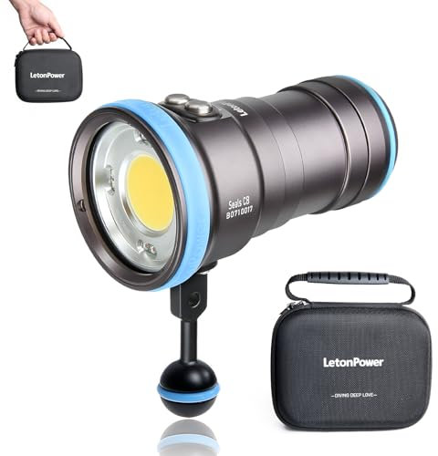 LetonPower Seal CB 4000 Lumens Tauchlampe für Unterwasser-Fotografie, 100m Unterwasser videoleuchte 94 CRI 120° Breiten Strahlwinkel Scuba-Taschenlampe für professionelle Tauchfotografie Fill Light