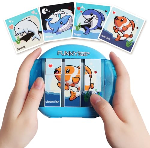 Flugzeug Autofahrt Hochzeit Beschäftigung Fidget Toys Kinder 4 in 1 Puzzle Geduldspiele Lernspielzeug Motorikspielzeug ab 1 2 3 4 5 6 Restaurant Reisespiele Geschenk Junge Mädchen - Meeresbewohner