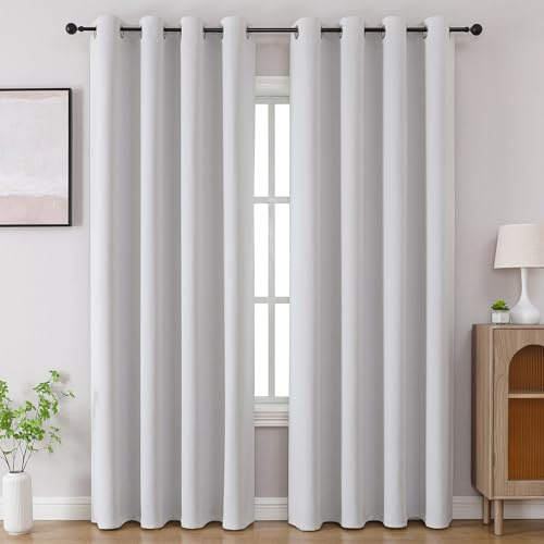 CUCRAF Blackout Curtains 84 inch Length 2 Panels Set, Room Darkening Drapes for Living Room Bedroom, Thermal Insulated Light Blocking Grommet Window Curtain (W52 x L84 Inch, Silver Grey)