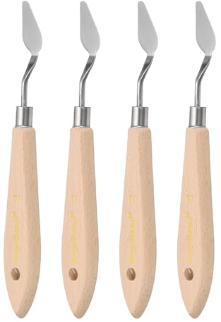 sourcing map 4pcs 2# Painting Palette Knife Pointy Stainless Steel Art Spatula Painting Pallet Knives Scrapers Tools with Plastic Handle for Acrylic Oil Canvas Mixing Spreading