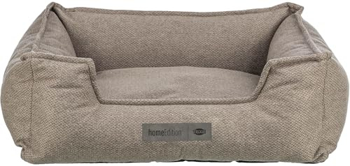 TRIXIE dog bed Gano 31 x 26 in in taupe – rectangular cuddly bed with soft fabric cover, dog basket for medium-sized dogs, firmly integrated cushion, non-slip bottom - soft & washable – 37741 | Cuddly soft sleeping area, washable - for medium dogs, integrated cushion and non-slip base