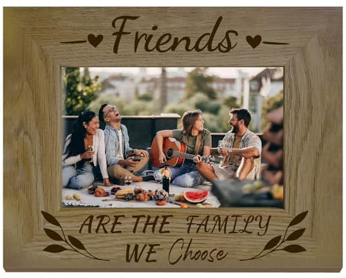 CREATCABIN Marco de Fotos de Madera para Amigos, Marco de Fotos para Exhibir Fotografías, 4x6 soporte para Póster con Impresión Marrón para Montaje En Pared, Soporte para Galería, Regalo Conmemorativo