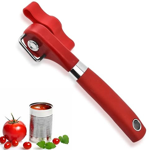 Dosenöffner Testsieger, Dosenöffner Manuell Rostfreier Edelstahl Büchsenöffner Handheld Sicherheits Ohne Scharfe Kanten Premium Can Opener für Restaurant und Küche (Rot)