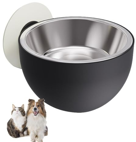 Gamelle de nourriture pour chats montée au mur, bols magnétiques anti-déversement en acier inoxydable pour nourriture pour chiens | Bol de nourriture surélevé pour chiots avec support mural