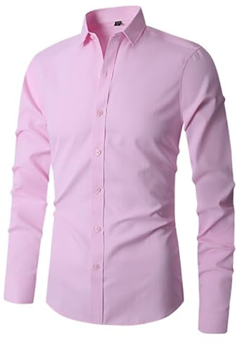 Camicia Uomo No Stiro Camicie Bianca Con Bottoni Casual Tinta Unita Camicia Nera Estiva Taglie Forti Elasticizzata Bluse Regular Fit Leggera Coreana Camicie Ufficio Business Per Matrimonio Formal