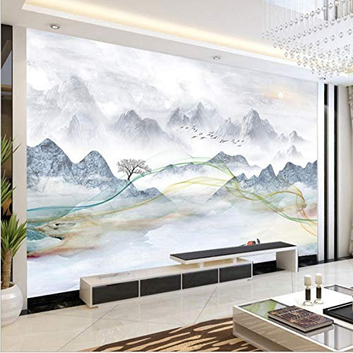 XLMING Tinta Y Aguada Paisaje 3D Papel Pintado Sala De Estar Sofá Dormitorio Comedor Decoración Del Hogar Pared-300cm×210cm