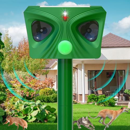 5 Modi Katzenschreck Ultraschall, Katzenschreck für Garten mit LED-Blitz und PIR-Bewegungssensor, Katzenabwehr Solar Ultraschall Tiervertreiber, Katzenabwehr Garten, Abwehrmittel für Haustiere