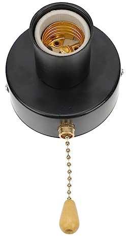 SHINEOFI Douille Suspension Avec Chaîne Interrupteur à Tirette Pour Plafonnier Et Applique Murale Remplacement Pratique Pour Lampe De Chevet Et Luminaire Intérieur Noir