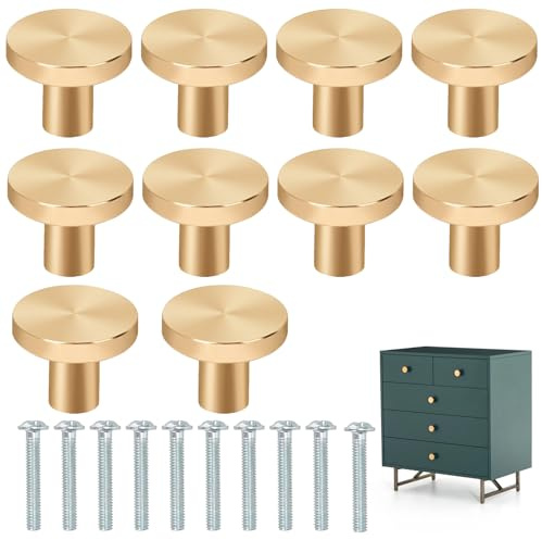 Dongnesi 10Pcs Gold Drawer Knobs,Gold Knobs for Drawers for Cupboards, Wardrobe, Closet, Kitchen, Home Decorating