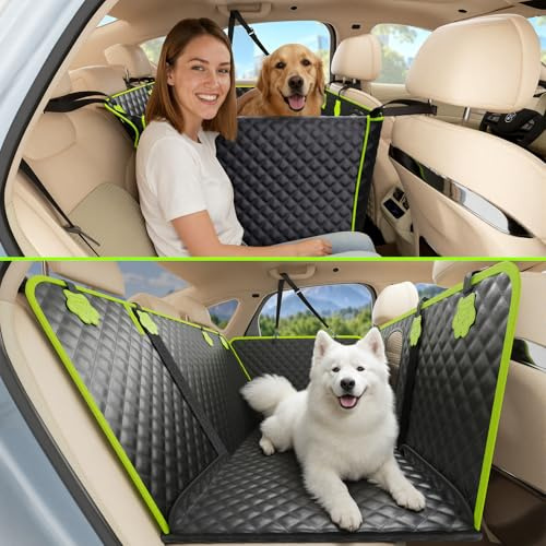 Pecute Protection Voiture Chien 2-en-1, Siège Auto pour Chien Très Solide, Imperméable et Anti-Griffes pour Siège Arrière, Support jusqu'à 150 kg, 40% d'espace Supplémentaire