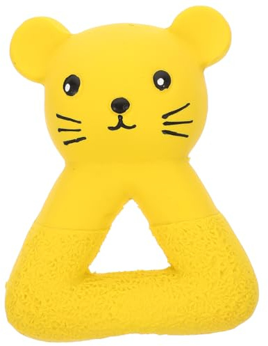 UKCOCO Jouet Couineur Interactif en Latex pour Chien Mâchouillage Solide Diamètre Moyen Jeu Stimulant pour Chiots Et Petits Chiens, Jouet Dentaire Amusant Jaune