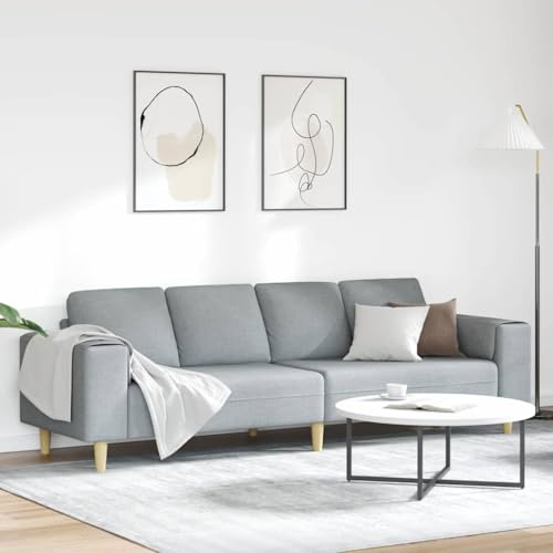 Iiaky Divano 3 Posti Divano Imbottito in Tessuto Divano 3 Posti 250 cm per Soggiorno, Appartamento, Ufficio-Grigio Chiaro-Senza Pouf