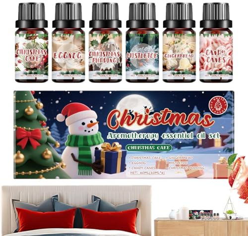 6 Pezzi Set di Oli Essenziali di Natale per Diffusore Fragranza a Lunga Durata Profumo Forte Varietà Stagionale per Purificatore Sapone Auto Meditazione Viaggi Ufficio Bagno Casa Spa