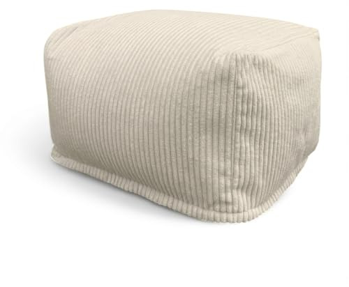 Aiire Sillón Puff con Relleno Incluido - Puf Salon, Dormitorio y Habitación Juvenil Moderno - Funda en Pana Premium Desenfundable y Lavable - Puff Reposapiés Rectangular [50x40x30]