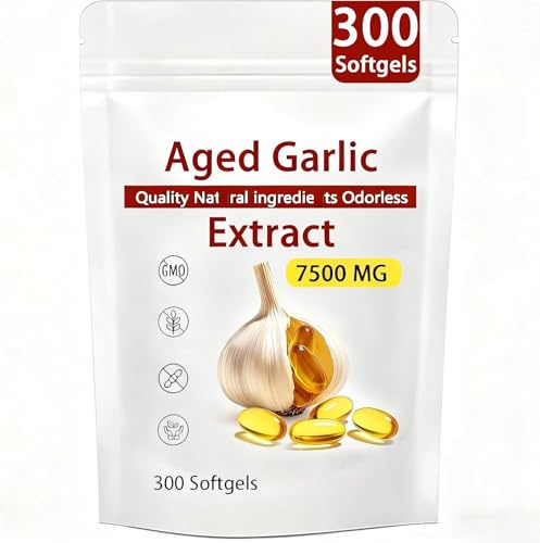 Åldrat vitlöksextrakt, luktfria vitlökskapslar, 2 år lagrad, 7500 mg, 300 stycken,1pcs