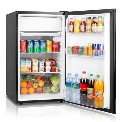 DollarDash 91 L Mini Fridge with Freezer, Single Door Small Refrigerator, Dorm Fridge with 7 Adjustable Thermostat, Energy Saving, Low Noise, Compact Refrigerator for Office, Bedroom, Dorm, Black
